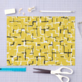 黄色の白黒モダンパターン 薄葉紙 (クラフト)