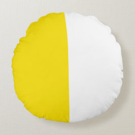 黄色の白2色トーン半分割 ラウンドクッション