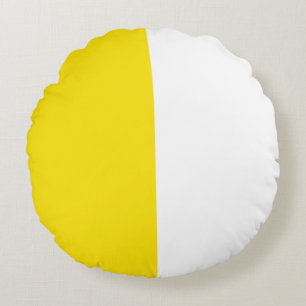 黄色の白2色トーン半分割 ラウンドクッション