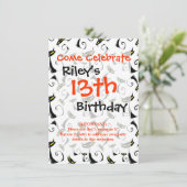 黄色の目をした黒猫のハロウィーンパターン 招待状 (スタンド正面)