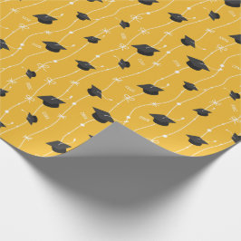 黄色の目盛りキャップとリボン ラッピングペーパー