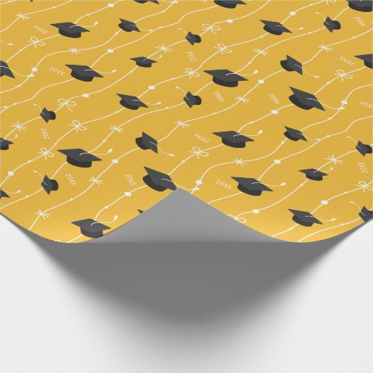 黄色の目盛りキャップとリボン ラッピングペーパー (角)
