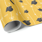 黄色の目盛りキャップとリボン ラッピングペーパー (ロールコーナー)