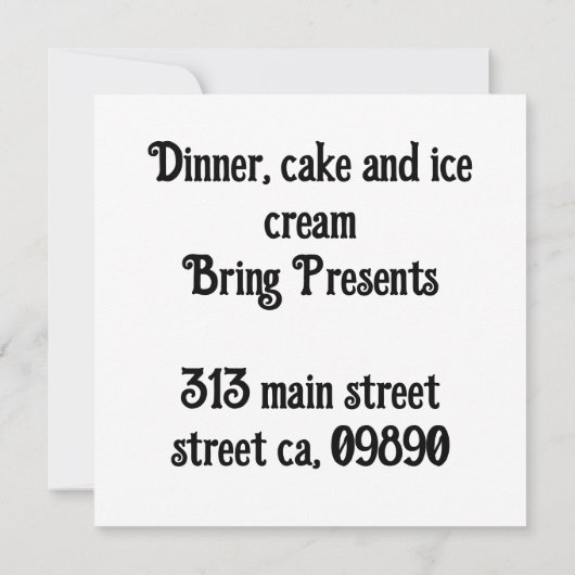 黄色の看板で誕生日を祝う人を注意する 招待状 (裏面)