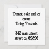 黄色の看板で誕生日を祝う人物に注意 招待状 (裏面)