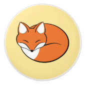 黄色の睡眠の漫画のキツネ セラミックノブ (正面)