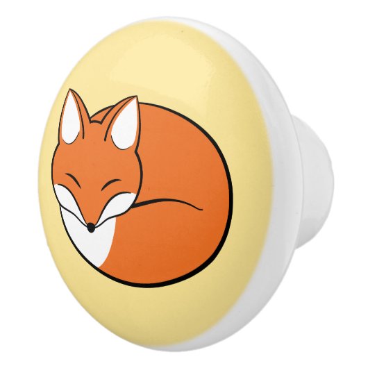 黄色の睡眠の漫画のキツネ セラミックノブ (右)