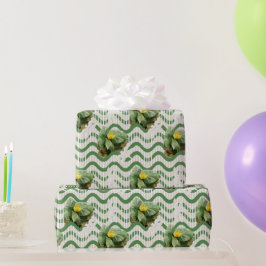 黄色の睡蓮の水彩模様 ラッピングペーパー