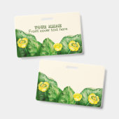 黄色の睡蓮の水色 バッジ (表裏)