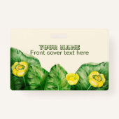 黄色の睡蓮の水色 バッジ (正面)