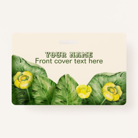 黄色の睡蓮の水色 バッジ (正面)