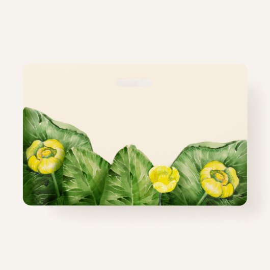 黄色の睡蓮の水色 バッジ (裏面)