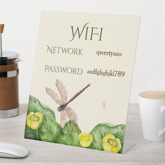 黄色の睡蓮の水色 台座サイン (インサイチュ)