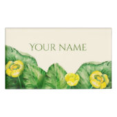 黄色の睡蓮の水色 名札 (正面)