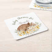 黄色の私たちの親愛小さな鹿、ひまわりのデイジー スクエアペーパーコースター (アングル)