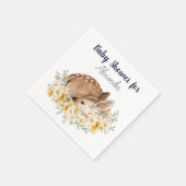 黄色の私たちの親愛小さな鹿、ひまわりのデイジー スタンダードカクテルナプキン (角)