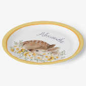 黄色の私たちの親愛小さな鹿、ひまわりのデイジー ペーパープレート (アングル)