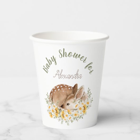 黄色の私たちの親愛小さな鹿、ひまわりのデイジー 紙コップ (正面)