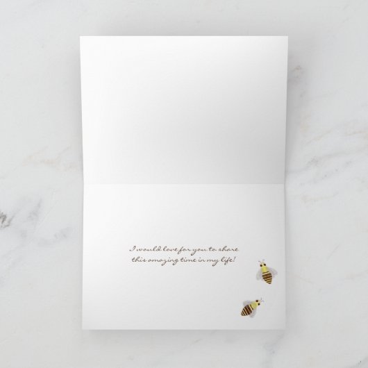 黄色の私の主な新婦付添人の蜂蜜の蜂があって下さい 招待状 (内部)