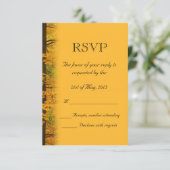 黄色の秋の森の結婚式RSVP 出欠カード (スタンド正面)