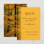 黄色の秋の森の結婚式RSVP 出欠カード (正面/裏面)