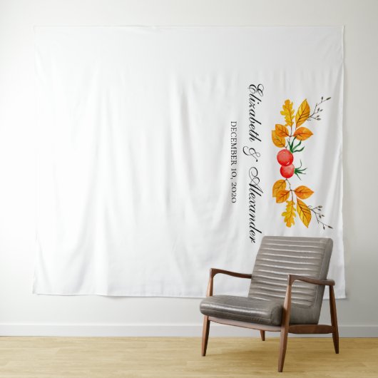 黄色の秋の背景。秋の結婚式の背景 タペストリー (インサイチュ(横))