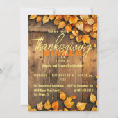黄色の秋の葉が倉庫の木に感謝祭 招待状 (正面)