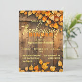 黄色の秋の葉が倉庫の木に感謝祭 招待状 (スタンド正面)