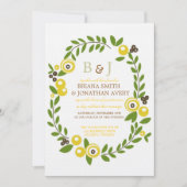 黄色の秋フローラ結婚式招待状 招待状 (正面)