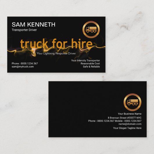 黄色の稲妻フラッシュクラストラックドライバー 名刺 (正面/裏面)