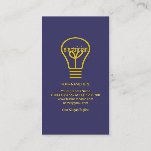 黄色の稲妻ボルトミニマリスト青電気技師 名刺 (裏面)