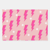 黄色の稲妻青の背景Y2Kパターン ラッピングペーパーシート (正面2)