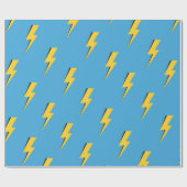 黄色の稲妻青の背景Y2Kパターン ラッピングペーパー (フラット)