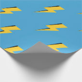 黄色の稲妻青の背景Y2Kパターン ラッピングペーパー (角)