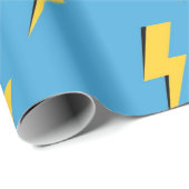 黄色の稲妻青の背景Y2Kパターン ラッピングペーパー (ロールコーナー)