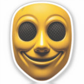 黄色の笑顔のマスク シール (正面)