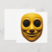 黄色の笑顔のマスク 招待状 (正面/裏面)