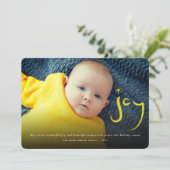 黄色の筆ブラシの楽しいカリグラフィー・クリスマスの写真 シーズンカード (スタンド正面)