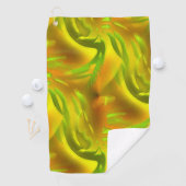 黄色の粗いテクスチャ上のデジタルグリーンオレンジの皮 ゴルフタオル (インサイチュ)