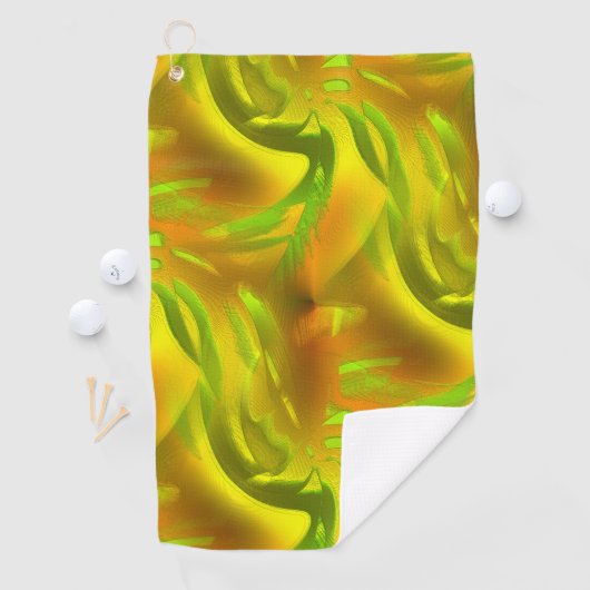 黄色の粗いテクスチャ上のデジタルグリーンオレンジの皮 ゴルフタオル (インサイチュ)