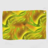 黄色の粗いテクスチャ上のデジタルグリーンオレンジの皮 ゴルフタオル (横)