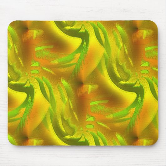 黄色の粗いテクスチャ上のデジタルグリーンオレンジの皮 マウスパッド (正面)