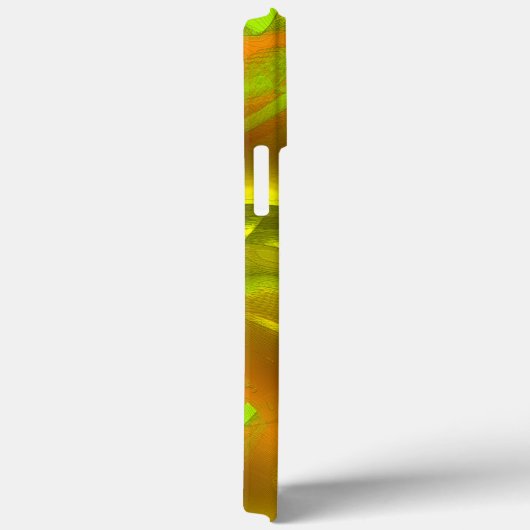 黄色の粗いテクスチャ上のデジタルグリーンオレンジの皮 Case-Mate iPhoneケース (裏面 / 右)