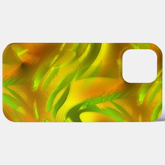 黄色の粗いテクスチャ上のデジタルグリーンオレンジの皮 Case-Mate iPhoneケース (裏面 (横))