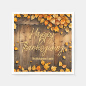 黄色の紅葉オンウッド感謝祭 スタンダードカクテルナプキン (正面)