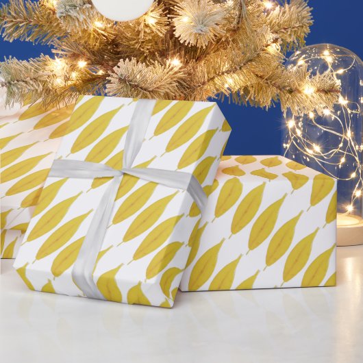 黄色の紅葉水の色パターン ラッピングペーパー (クリスマス)