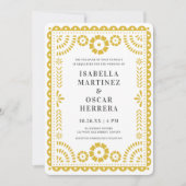 黄色の紙ピカドにインスパイアされた結婚式の招待状 招待状 (正面)