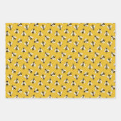 黄色の素朴のまわりにドットとストライプ ラッピングペーパーシート (正面)