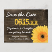 黄色の素朴デイジーウッド日付はがきを保存 案内ポストカード (正面)