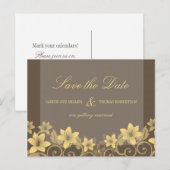 黄色の素朴フローラ日付はがきを保存 案内ポストカード (正面/裏面)